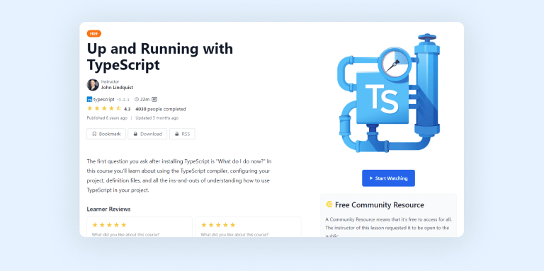 Up and Running with Typescript - course on egghead