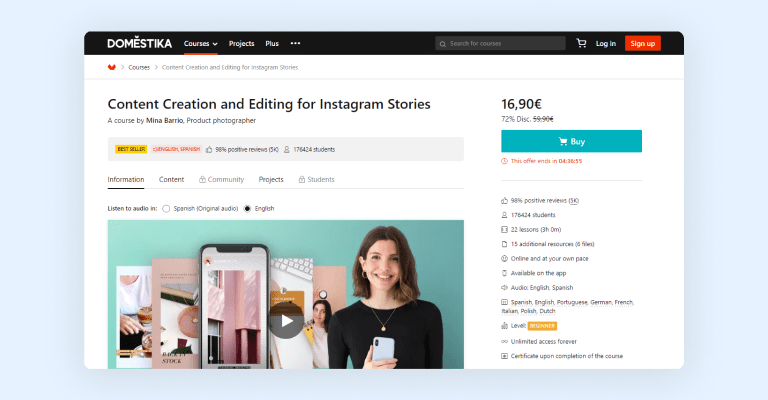 Content Creation and Editing for Instagram Stories course on Domestika Content Creation and Editing for Instagram Stories course on Domestika
