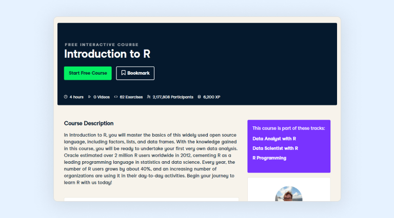 DataCamp introduction to R course DataCamp introduction to R course